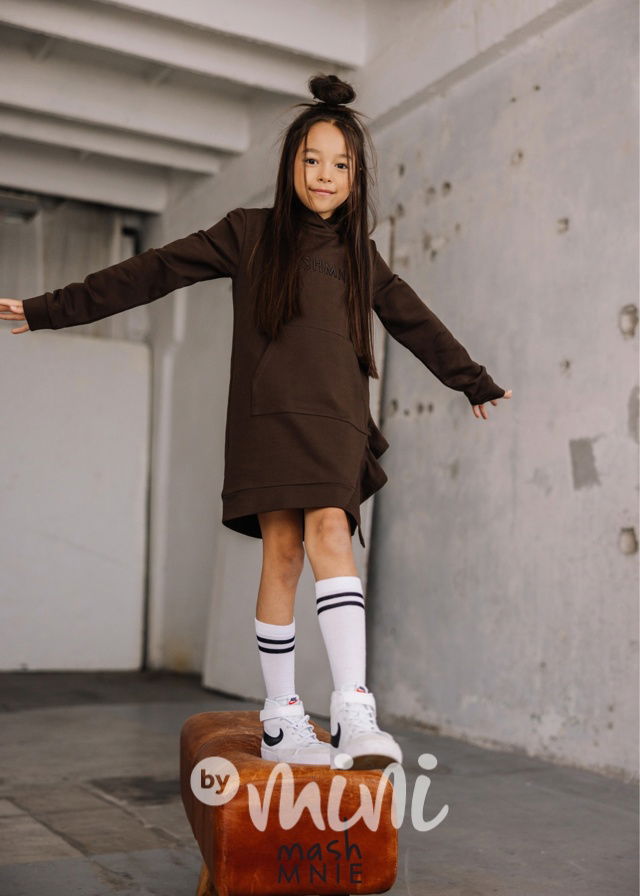 Mash Mnie hoodie frill tunika chocolate