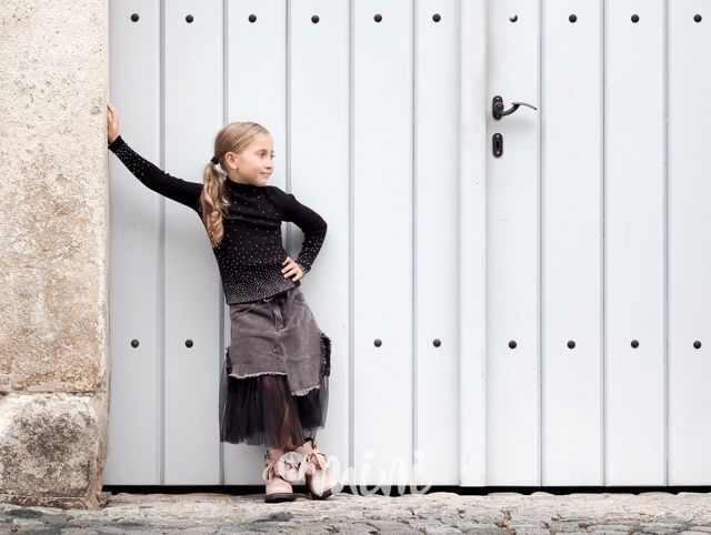 Jeans sukně s tylem black