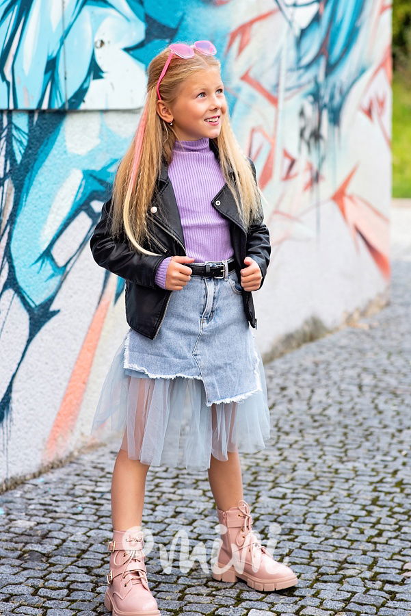 Jeans sukně s tylem blue