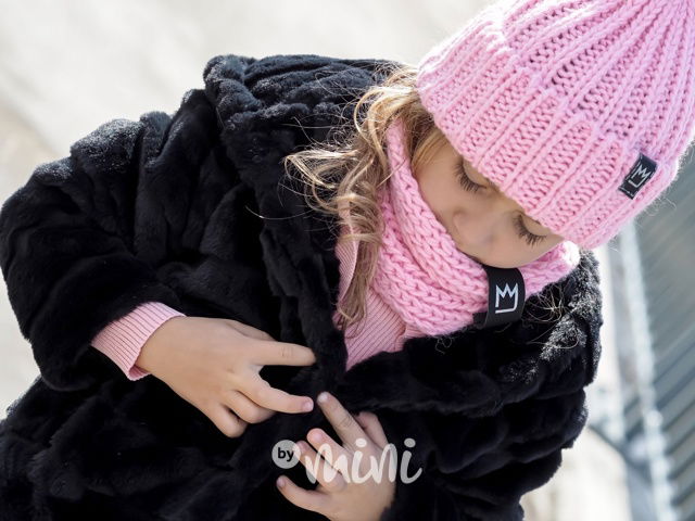 MIMI pletená čepka s nákrčníkem candy pink