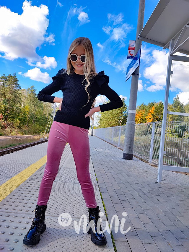 Podzimní teplé velur legíny pink