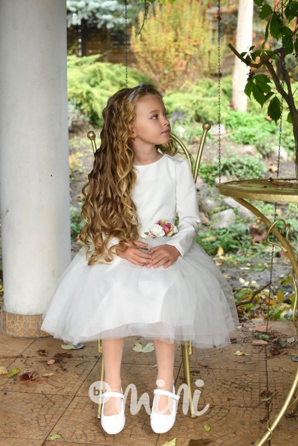 Luxury maxi tylové šaty blossom bílé