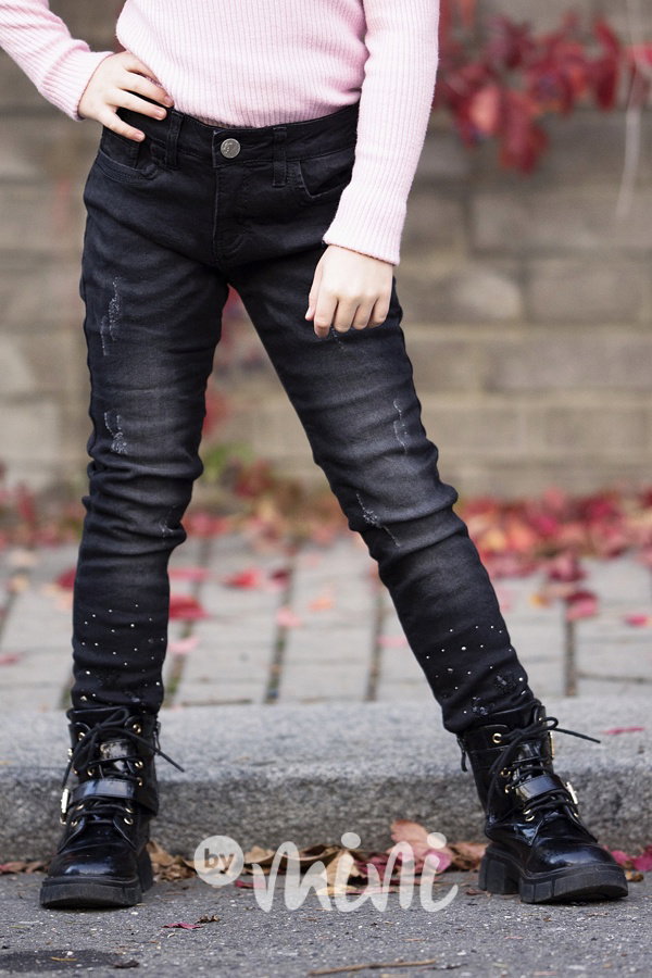SUPER THERMO stretch jeansy s flitry black