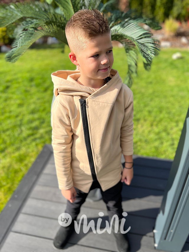 Světle béžová asymetrická zateplená mikina