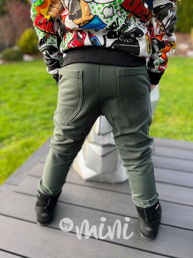 Zateplené khaki BASIC tepláky