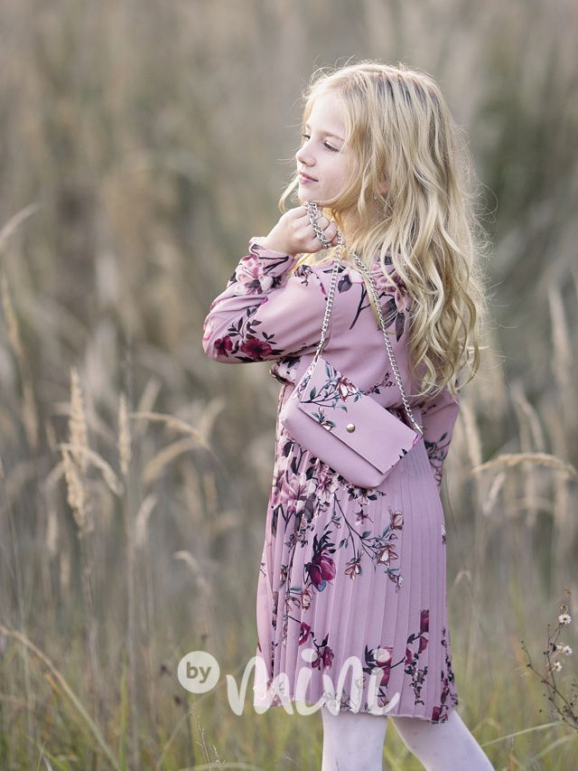 Flower plisované šaty s kabelkou