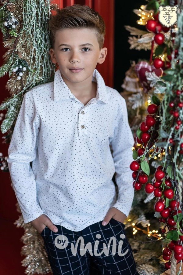 Voga boy košilové polo triko white/beige