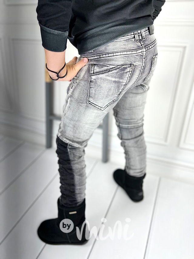 Vintage šedé fashion ripped jeansy