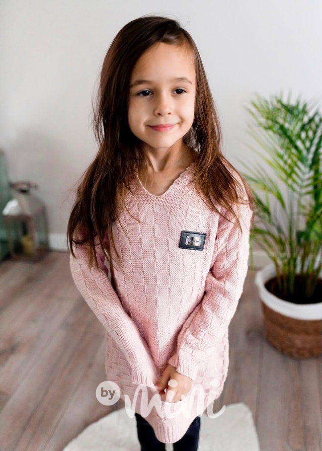 Svetrová hoodie tunika růžová