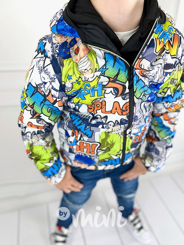 Přechodová oboustranná comics bunda černá