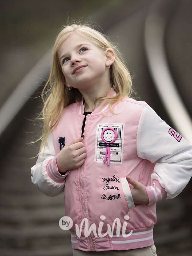 Jarní bomber bunda pink/white
