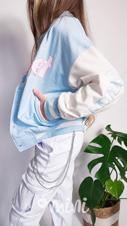 FORGET baseball bomber mikina light blue