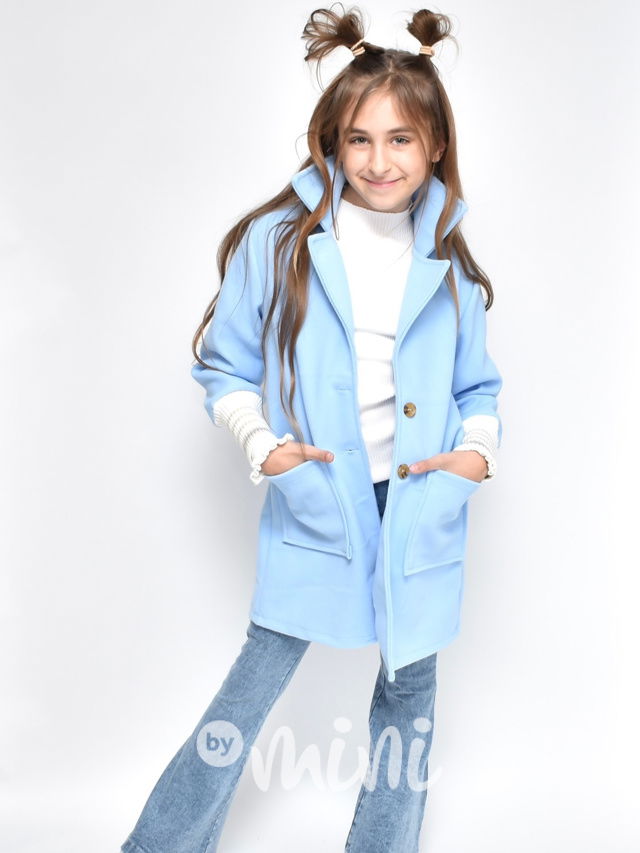 Flaušový kabát s dlouhými náplety frozen