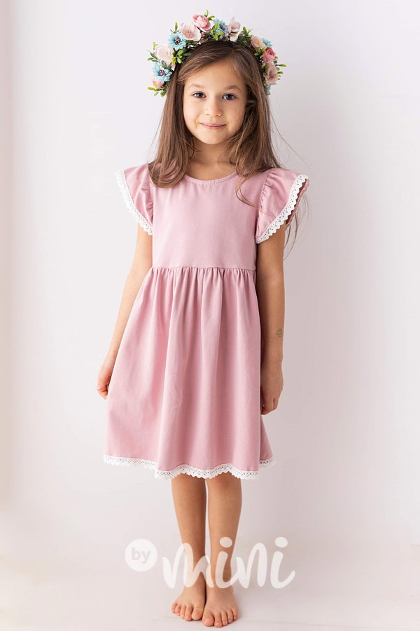 Lily Grey romantic boho šaty s krajkou pudder pink