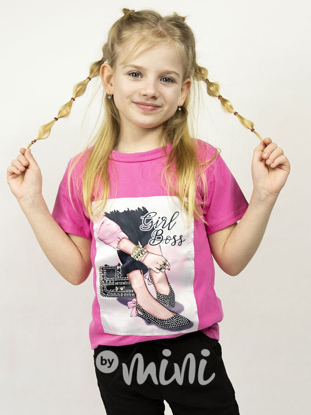 GIRL boss triko malinové