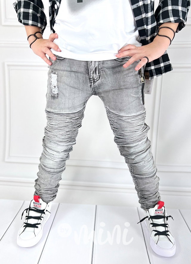 Biker jeansy se zipem
