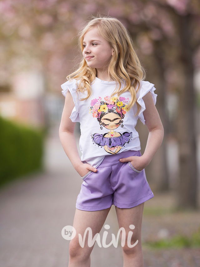 Lila kraťasy s kamínky