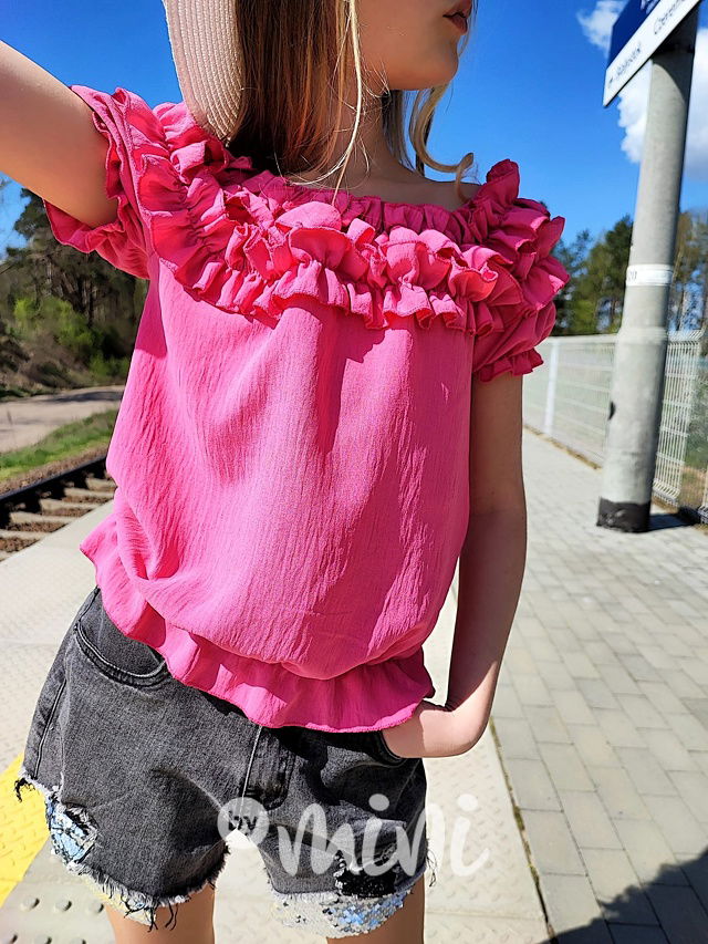 Hispánská crop blůzka malinová