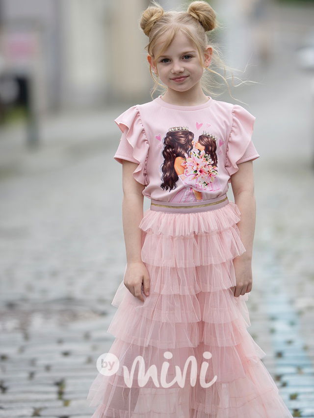 Midi vrstvená tylová sukně