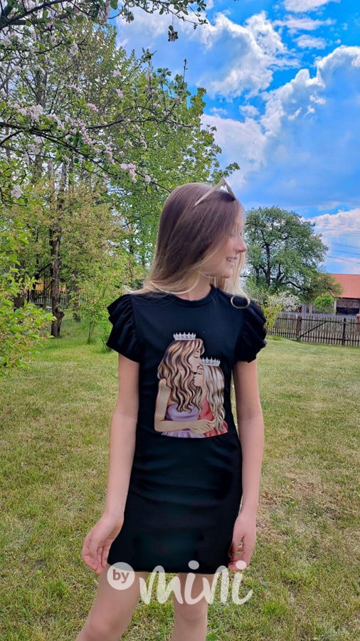 Princess žebrované černé šaty