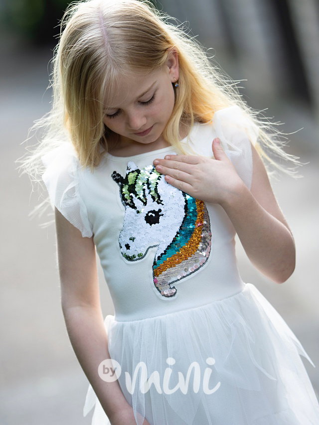 Unicorn tylové šaty white
