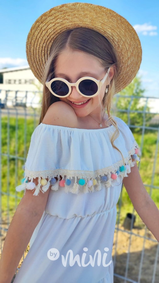 Boho beach dress pompony a třásně