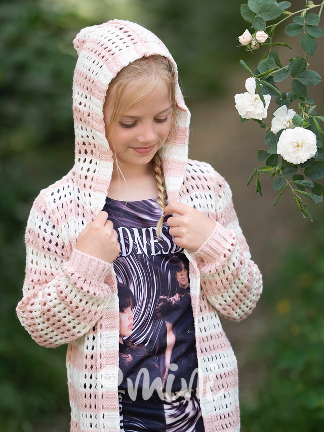 Pruhovaný kardigan pink/white