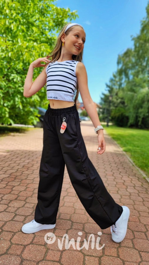 Fashion volné kalhoty s karabinou black
