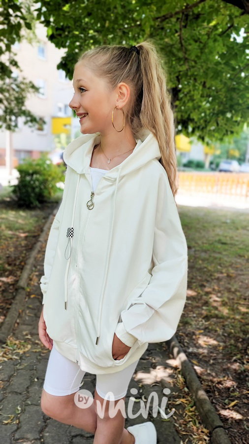 Oversize maxi hoodie mikina cream