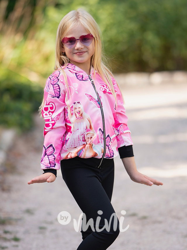 Dětská růžová mikina Barbie a Ken s kapucí a na zip