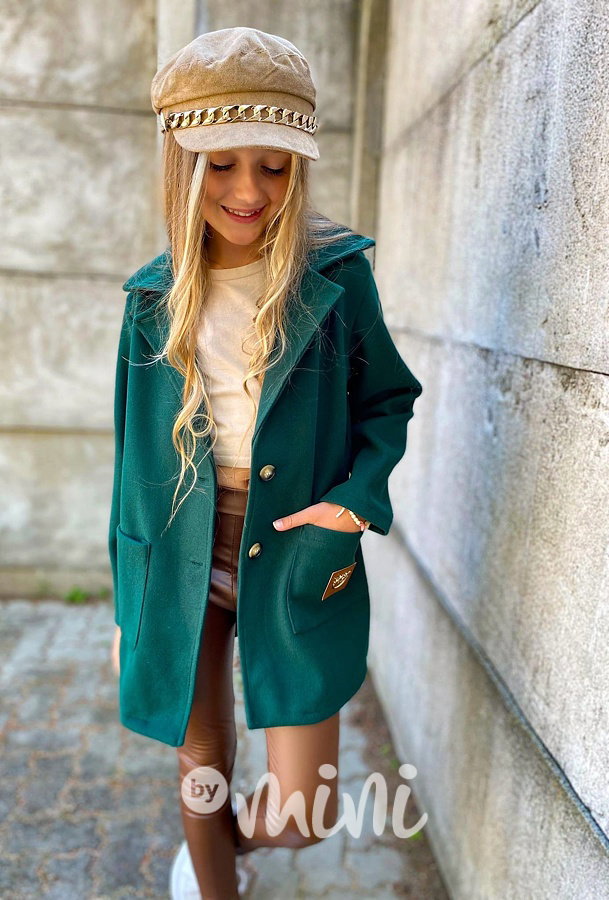 Flaušový kabát smaragd