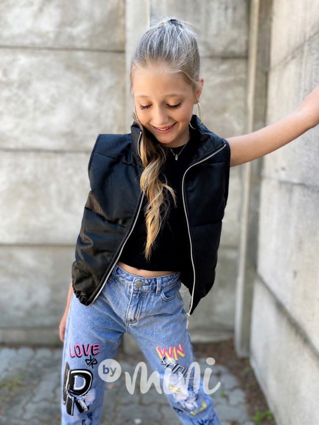 Eco leather černá vesta