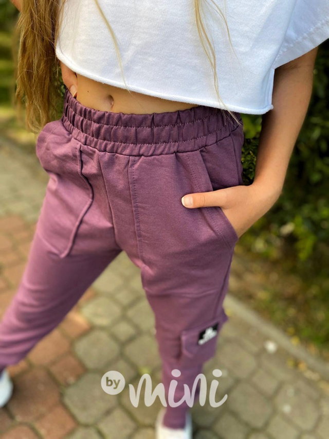 Cargo kalhoty s vysokým nápletem purple