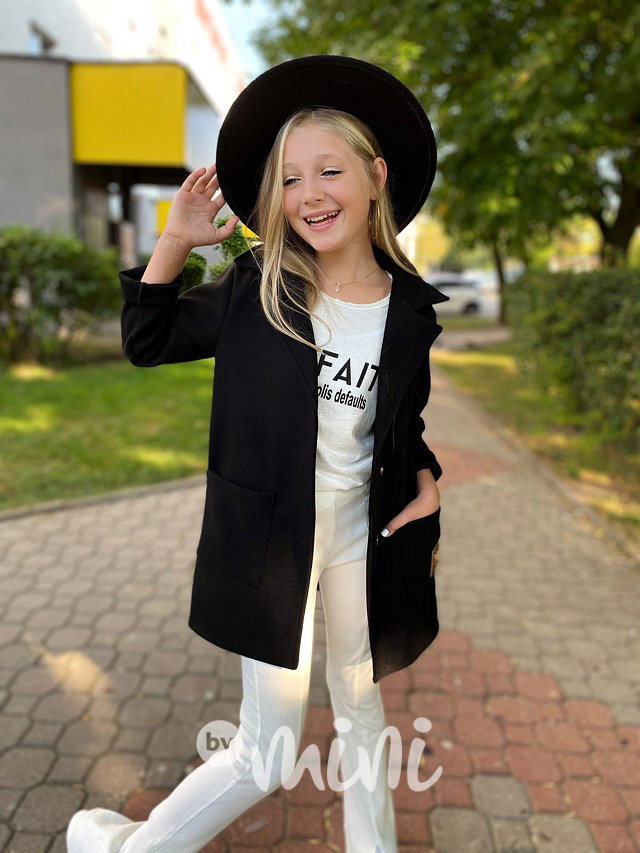 Flaušový kabát černý