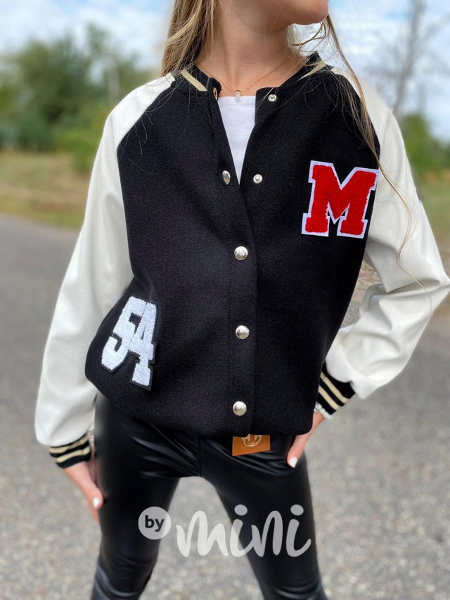 Eco leather sporty bomber black