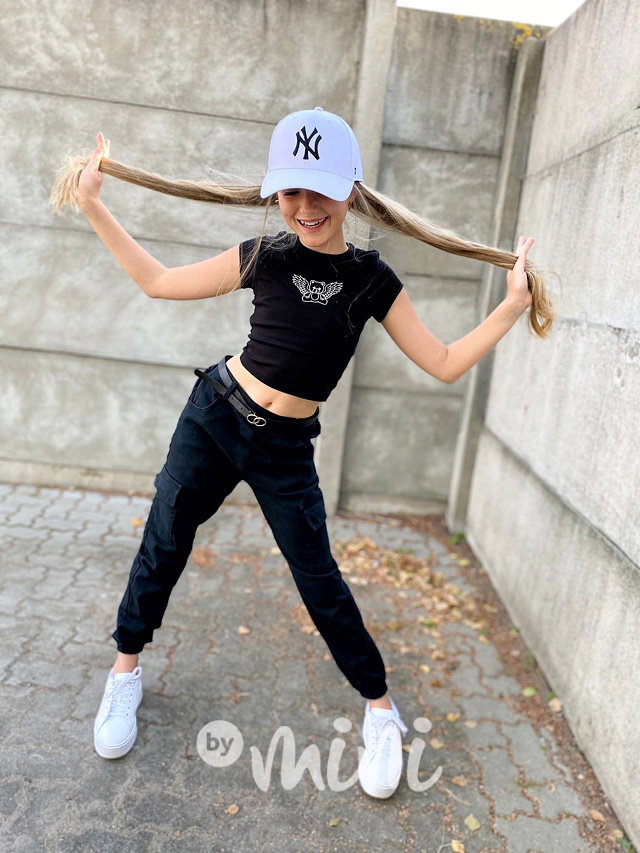 Cotton jeans kapsáče s páskem black