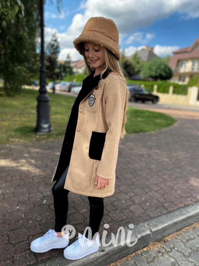 College flauš kabát beige/black