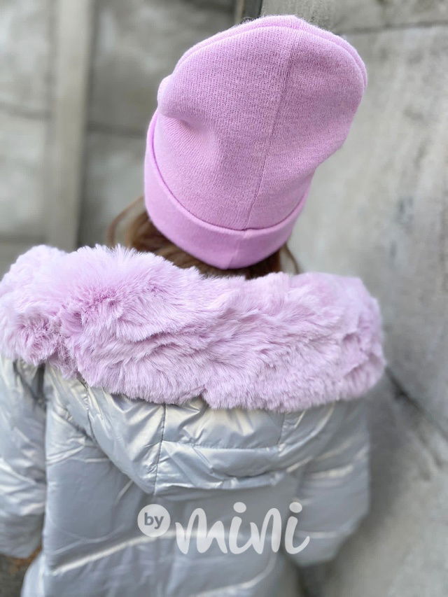 Zimní metalická long bunda silver