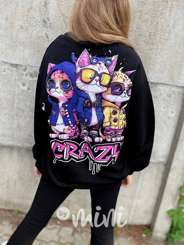 Crazy cats mikina black