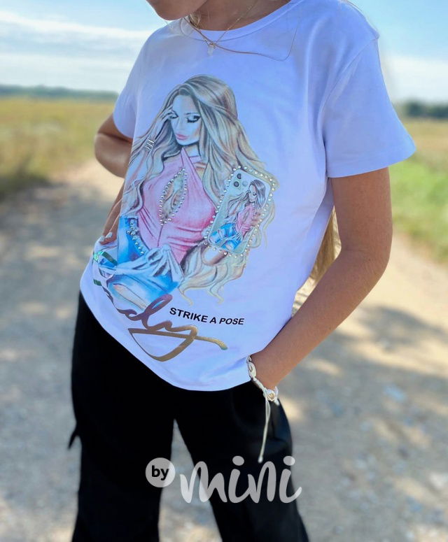 Triko s kamínky LADY white