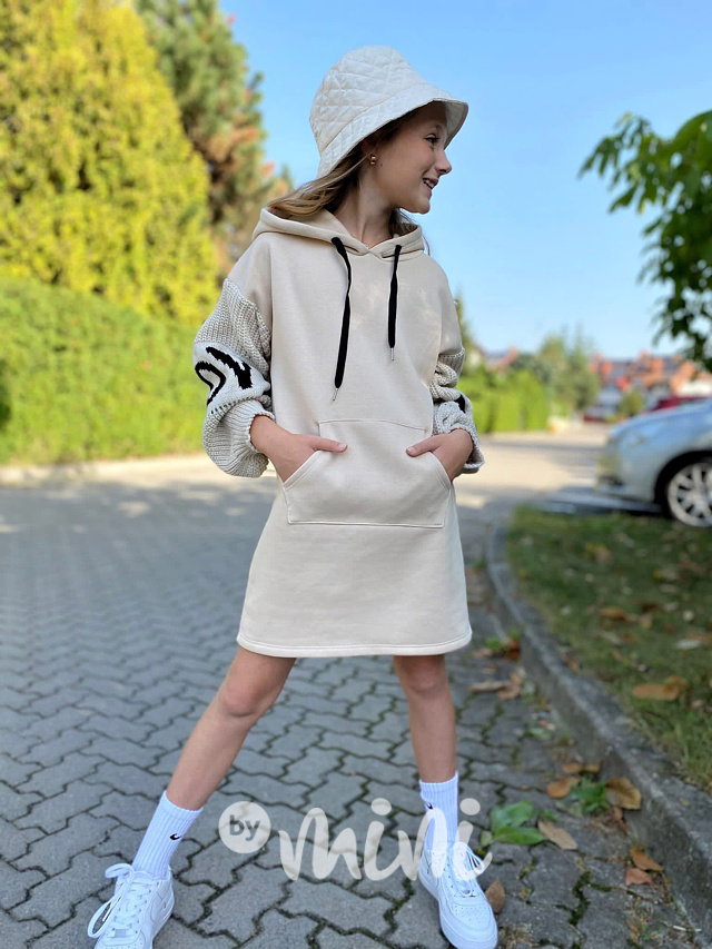 LOVE teplá hoodie mikina cream