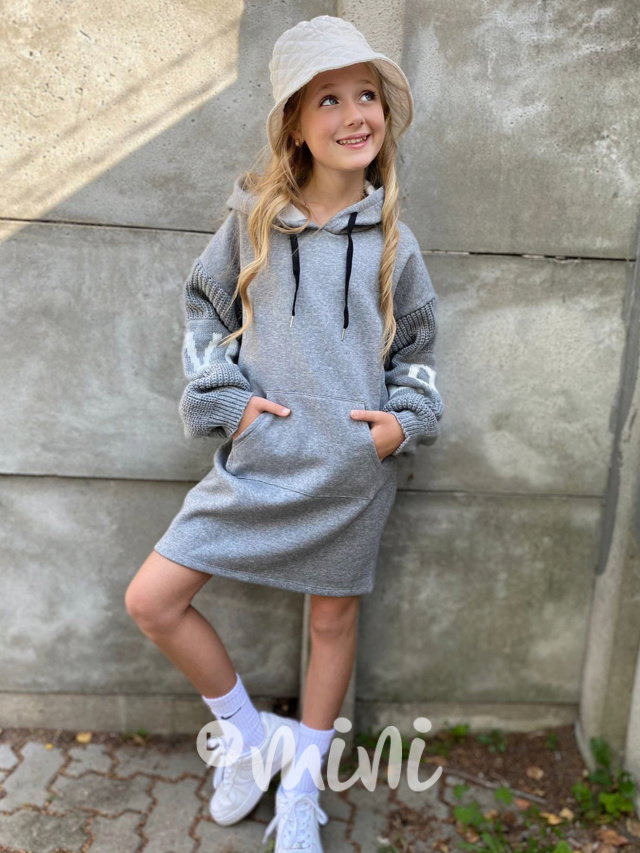 LOVE teplá hoodie mikina šedá