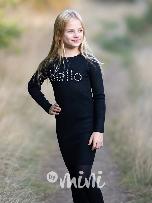 Svetříkové stretch šaty HELLO černé