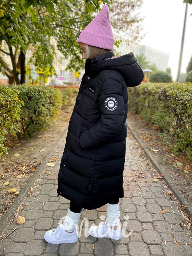 Ultra dlouhý zimní kabát černý