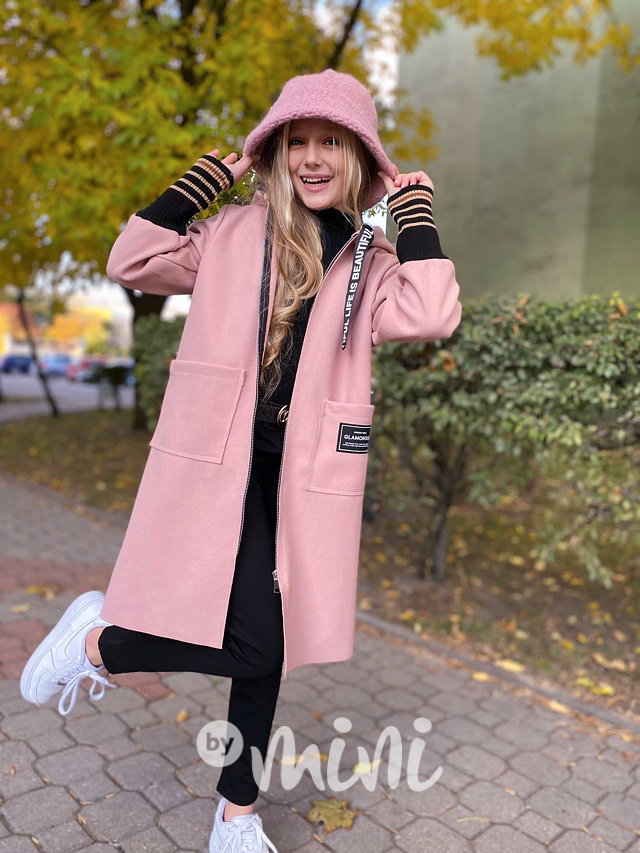 Fashion flauš kabátek s náplety pink