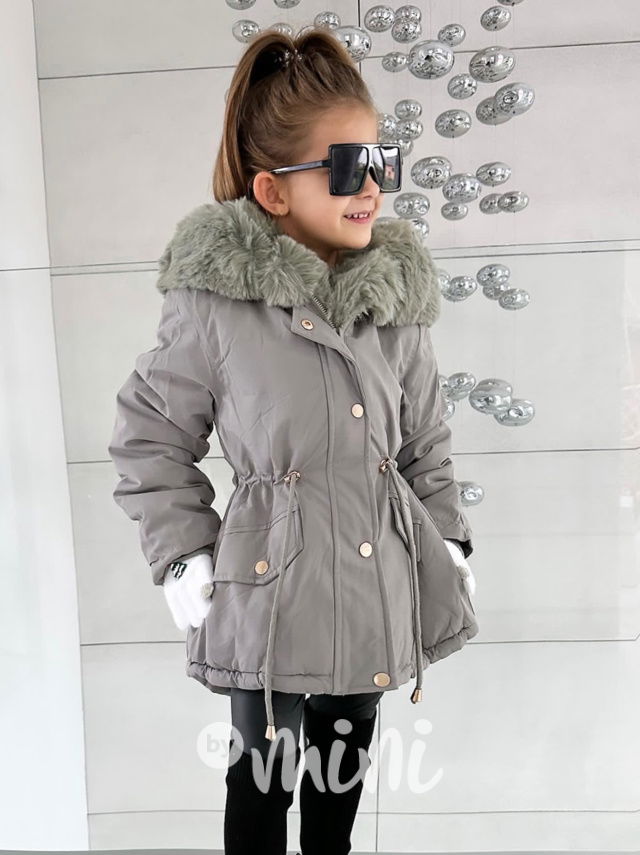 Zimní kožíšková parka olive grey
