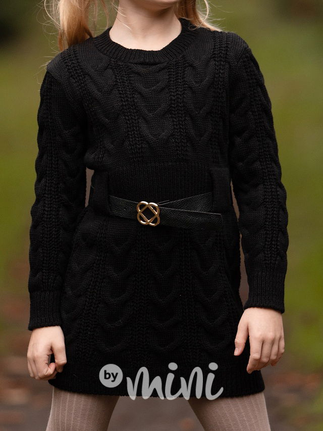 Svetrové šaty s páskem černé