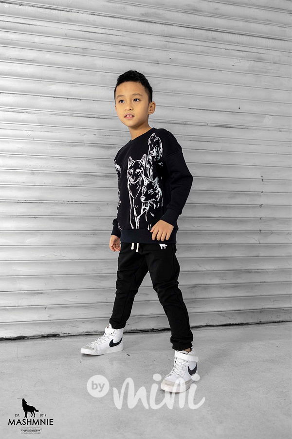 Mash Mnie mikina WOLF gang černá