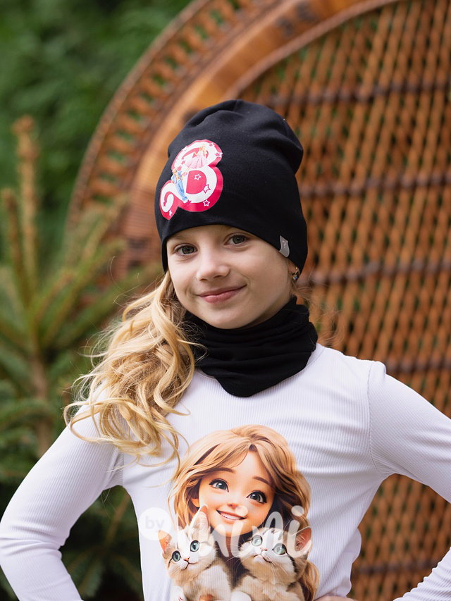 Barbie čepka s nákrčníkem černá