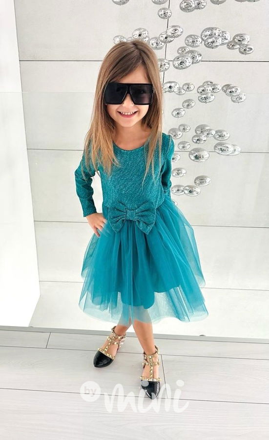 PREMIUM turquoise tylové šaty